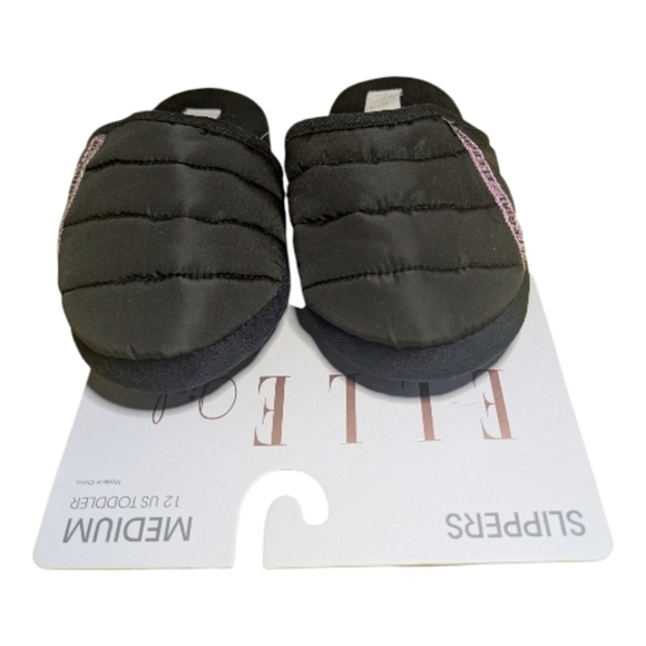 Elle Girl Toddler Slippers Sz 12 Black Slip On - Picture 3 of 7